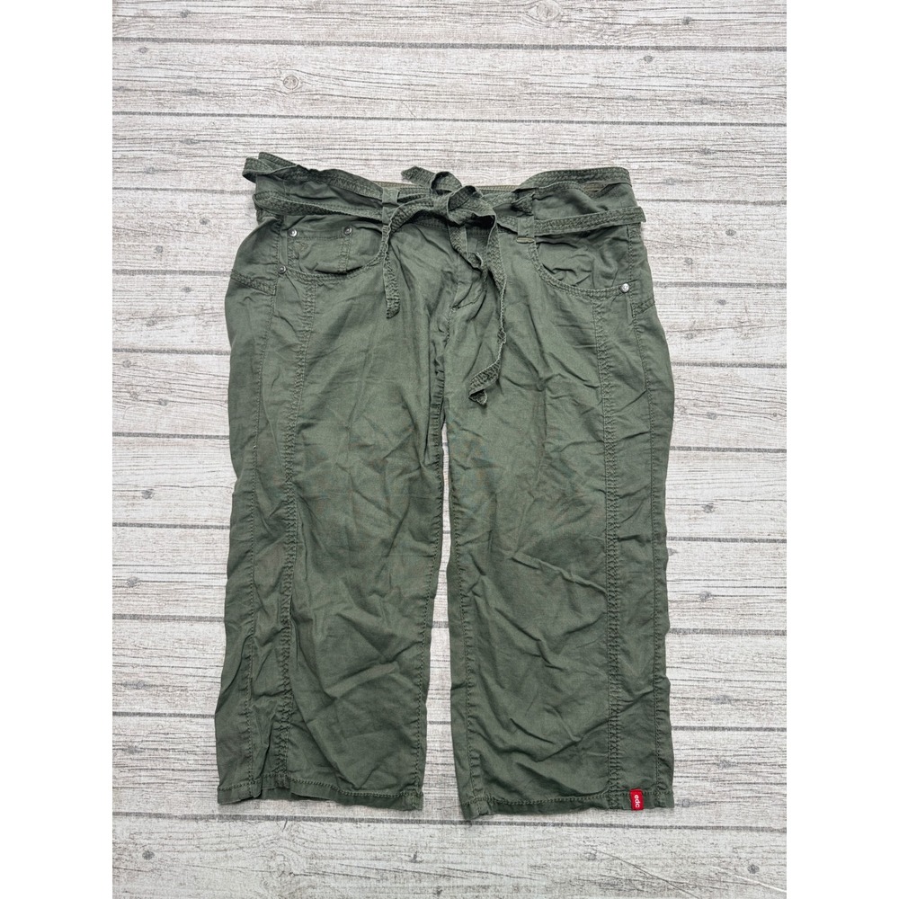 EDC By Esprit Cargo Pants Women's 12 Olive Green Capri Cropped Baggy Fit Utility